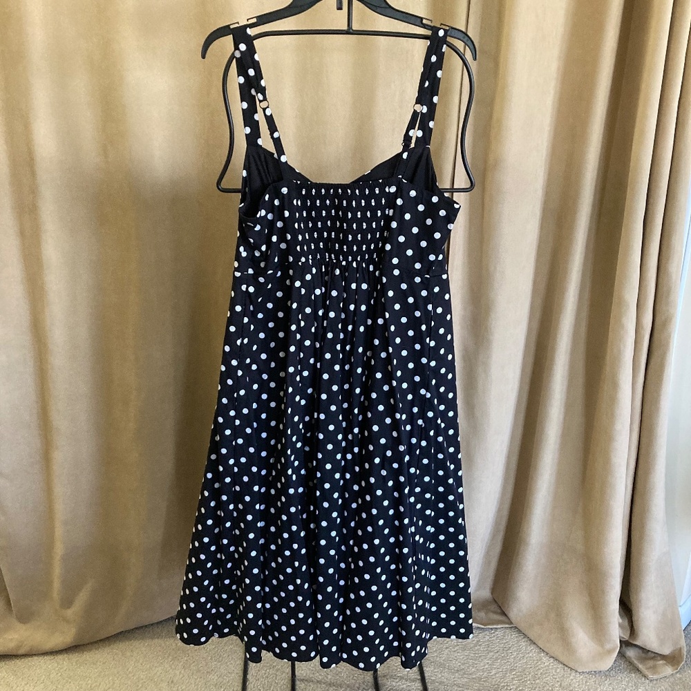 TORRID NWT Midi Poplin Fit&Flare Dress Black w/ White Polka Dots, Size 0… - Picture 11 of 16